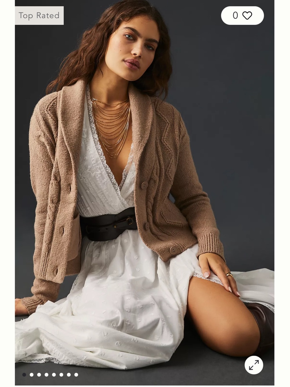 Anthropologie pilcro brown collared cable knit sweater size large